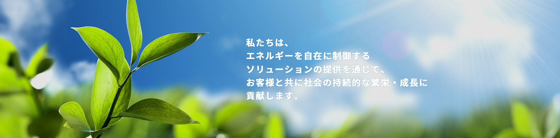 私たちは、エネルギーを自在に制御するソリューションの提供を通じて、お客様と共に社会の持続的な反映・成長に貢献します。